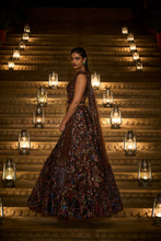 Load image into Gallery viewer, Chocolate Sequin Lehenga Set