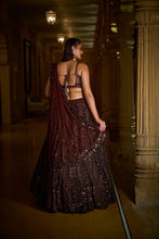 Load image into Gallery viewer, Mocha Sequin Lehenga Set