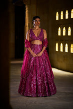 Load image into Gallery viewer, Burgundy Mirror Work Lehenga Set