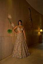 Load image into Gallery viewer, Three-Dimensional Light Coffee Floral Lehenga Set
