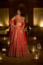 Load image into Gallery viewer, Red Mirror Work Lehenga Set