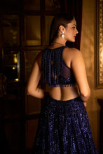 Load image into Gallery viewer, Cobalt Blue Sequin Lehenga Set