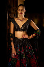 Load image into Gallery viewer, Black Multi-Coloured Lehenga Set