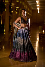 Load image into Gallery viewer, Multi-Coloured Metallic Sequin Lehenga Set