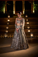 Load image into Gallery viewer, Metallic Grey Lehenga Set