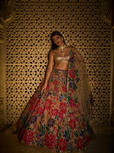 Load image into Gallery viewer, Gold Multi-Coloured Floral Lehenga Set