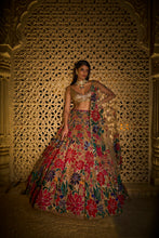Load image into Gallery viewer, Gold Multi-Coloured Floral Lehenga Set