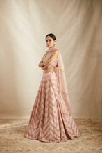 Load image into Gallery viewer, BLUSH PINK RAWSILK ZIGZAG LEHENGA SET