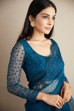 Load image into Gallery viewer, TEAL BLUE THREADWORK SAREE SET