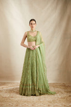 Load image into Gallery viewer, MINT GREEN JAAL WORK LEHENGA SET