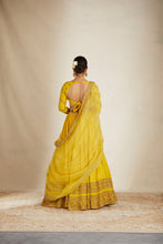 Load image into Gallery viewer, Mustard Chanderi Silk Crepe Bead Embroidered Lehenga Set