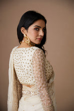 Load image into Gallery viewer, WHITE NET THREADWORK SAREE SET