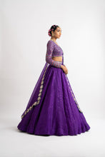 Load image into Gallery viewer, Purple Silk Organza Lehenga Set