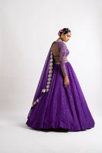 Load image into Gallery viewer, Purple Silk Organza Lehenga Set