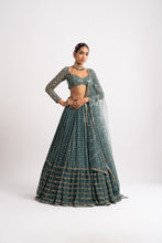 Load image into Gallery viewer, Mud Green Single Tier Lehenga Set