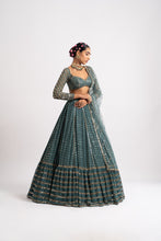 Load image into Gallery viewer, Mud Green Single Tier Lehenga Set