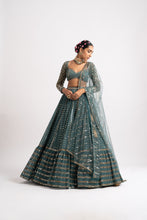 Load image into Gallery viewer, Mud Green Single Tier Lehenga Set
