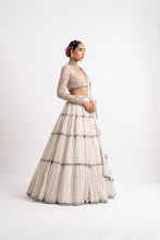 Load image into Gallery viewer, White Multi Tier Multi Color Lehenga Set