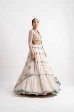 Load image into Gallery viewer, White Multi Tier Multi Color Lehenga Set