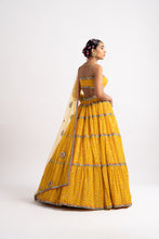 Load image into Gallery viewer, Yellow Noodle Strap Multi Tier Lehenga Set