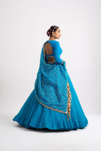Load image into Gallery viewer, Firozi Silk Organza Heavy Dupatta Lehenga Set