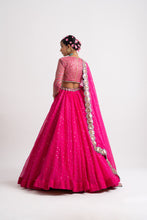 Load image into Gallery viewer, Fuschia Silk Organza Lehenga Set