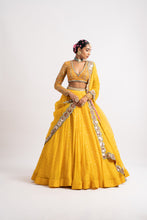 Load image into Gallery viewer, Yellow Silk Organza Lehenga Set