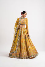 Load image into Gallery viewer, Yellow V Neck Heavy Multi Color Lehenga Set