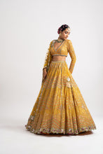 Load image into Gallery viewer, Yellow V Neck Heavy Multi Color Lehenga Set