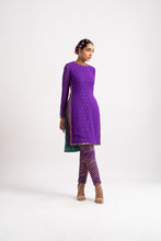 Load image into Gallery viewer, Purple Round Neck Multi Geo Pant Kurta Set