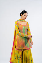 Load image into Gallery viewer, MULTI COLOR MOSS GREEN SHARARA SET