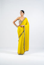 Load image into Gallery viewer, MOSS GREEN SATIN CHIFFON SAREE WITH METALLIC BLOUSE