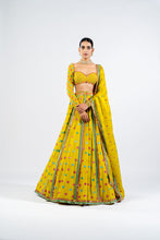 Load image into Gallery viewer, MOSS GREEN FLOWER LEHENGA SET