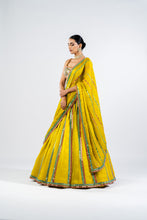 Load image into Gallery viewer, MOSS GREEN MIRROR SEAM LEHENGA SET WITH METALLIC BLOUSE