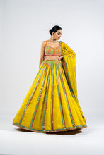 Load image into Gallery viewer, MOSS GREEN MIRROR SEAM LEHENGA SET