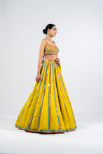 Load image into Gallery viewer, MOSS GREEN MIRROR SEAM LEHENGA SET