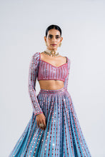 Load image into Gallery viewer, ICE BLUE LINEAR DROP LEHENGA SET