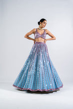 Load image into Gallery viewer, ICE BLUE MIRROR SEAM LEHENGA SET