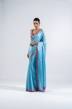 Load image into Gallery viewer, ICE BLUE SATIN CHIFFON SAREE SET
