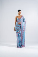 Load image into Gallery viewer, ICE BLUE HEAVY MIRROR WORK SAREE SET.
