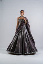 Load image into Gallery viewer, CHARCOAL GREY MIRROR SEAM LEHENGA SET.