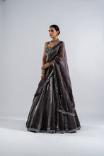 Load image into Gallery viewer, CHARCOAL GREY MIRROR SEAM LEHENGA SET.