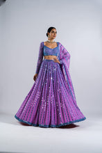 Load image into Gallery viewer, MAUVE LINEAR DROP LEHENGA SET
