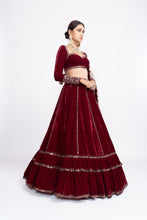 Load image into Gallery viewer, Maroon double tier lehnga set