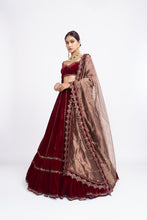 Load image into Gallery viewer, Maroon double tier lehnga set