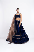 Load image into Gallery viewer, Navy blue double tier lehnga set