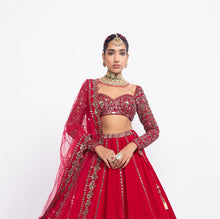 Load image into Gallery viewer, Red double tier lehnga set