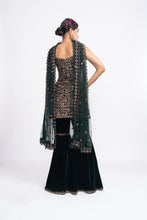 Load image into Gallery viewer, Deep green kurta sharara set