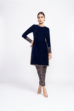 Load image into Gallery viewer, Navy Blue Velvet Kurta Set