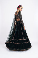 Load image into Gallery viewer, Deep green double tier lehnga set